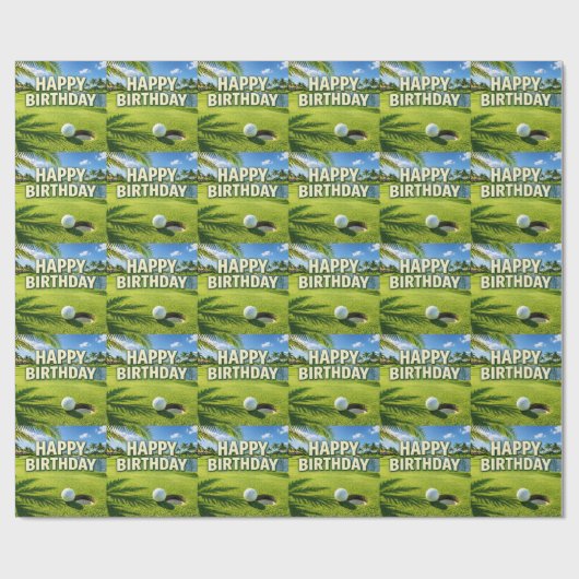 Papier Cadeau Joyeux Anniversaire Thème Golf Floride  (Plat)