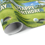 Papier Cadeau Joyeux Anniversaire Thème Golf Floride  (Coin rond)