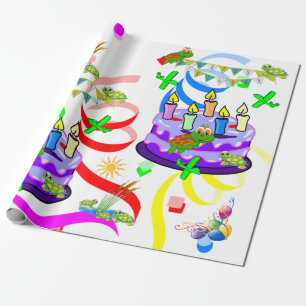 Papier Cadeau Joyeux Anniversaire Tortues en papier