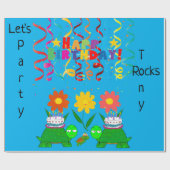 Papier Cadeau Joyeux Anniversaire Tortues en papier (Plat)