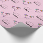Papier Cadeau Joyeux anniversaire | Unicorn Ajouter un nom (Coin)