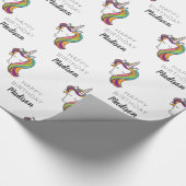 Papier Cadeau Joyeux anniversaire | Unicorn Ajouter un nom (Coin)
