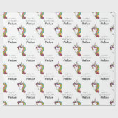 Papier Cadeau Joyeux anniversaire | Unicorn Ajouter un nom (Plat)