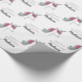 Papier Cadeau Joyeux anniversaire | Unicorn Ajouter un nom (Coin)