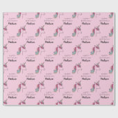 Papier Cadeau Joyeux anniversaire | Unicorn Ajouter un nom (Plat)