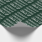 Papier Cadeau Joyeux Anniversaire vert foncé Noël moderne (Coin)