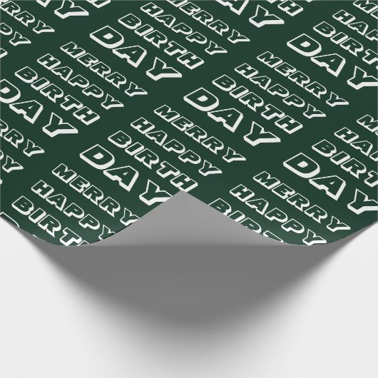 Papier Cadeau Joyeux Anniversaire vert foncé Noël moderne (Coin)