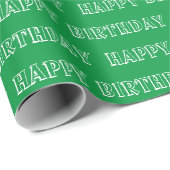 Papier Cadeau Joyeux anniversaire vert motif de typographie mode (Coin rond)