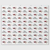 Papier Cadeau Joyeux Anniversaire Vin Toast Sur Blanc (Plat)