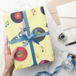 Papier Cadeau Joyeux Anniversaire Vinyl Lover