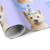 Papier Cadeau Joyeux Anniversaire Westie Wrapping Papier (Coin rond)