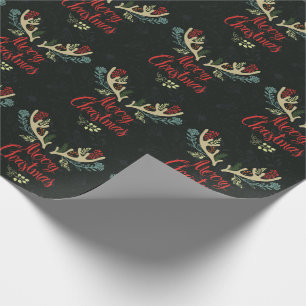 Papier Cadeau Joyeux Antlers de cerfs de Noël