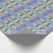 Papier Cadeau Joyeux Arbre De Noël Et Aquarelle De Snowman Froid (Coin)