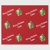 Papier Cadeau Joyeux arbre de Noël Nom personnalisé Personnalisé (Plat)