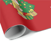 Papier Cadeau Joyeux arbre de Noël Nom personnalisé Personnalisé (Coin rond)
