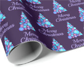 Papier Cadeau Joyeux arbre de Noël pourpre moderne (Coin rond)