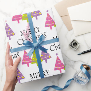 Papier Cadeau Joyeux arbres de Noël