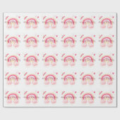 Papier Cadeau Joyeux arc-en-ciel rose anniversaire (Plat)