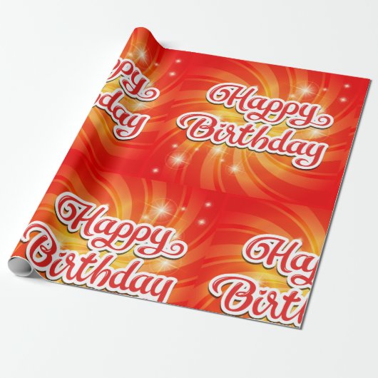 Papier Cadeau Joyeux Arrière - plan orange d'anniversaire (Déroulé)