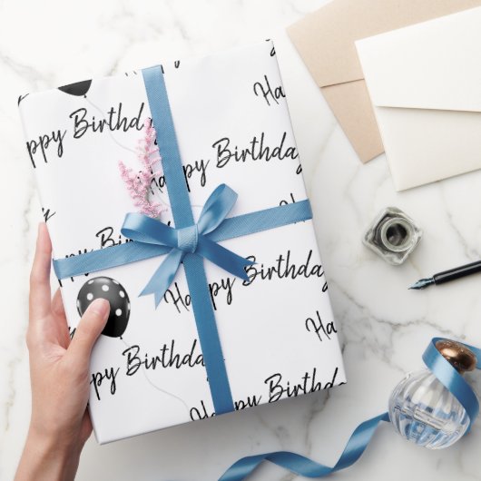 Papier Cadeau Joyeux Ballons à points Polka pour l'anniversaire (Cadeaux)