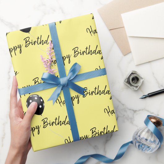 Papier Cadeau Joyeux Ballons à points Polka pour l'anniversaire (Cadeaux)