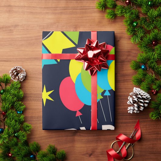 Papier Cadeau Joyeux Ballons d'anniversaire