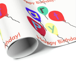 Papier Cadeau Joyeux Ballons d'anniversaire