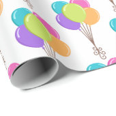 Papier Cadeau Joyeux Ballons d'anniversaire (Coin rond)