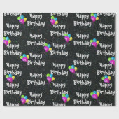 Papier Cadeau Joyeux Ballons D'Anniversaire En Parties scintilla (Plat)