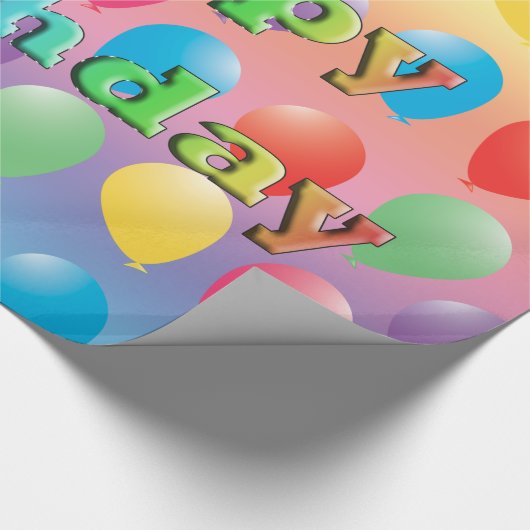 Papier Cadeau Joyeux Ballons d'anniversaire enveloppant du papie (Coin)