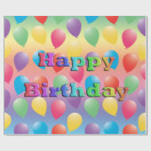 Papier Cadeau Joyeux Ballons d'anniversaire enveloppant du papie (Plat)