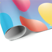 Papier Cadeau Joyeux Ballons d'anniversaire enveloppant du papie (Coin rond)