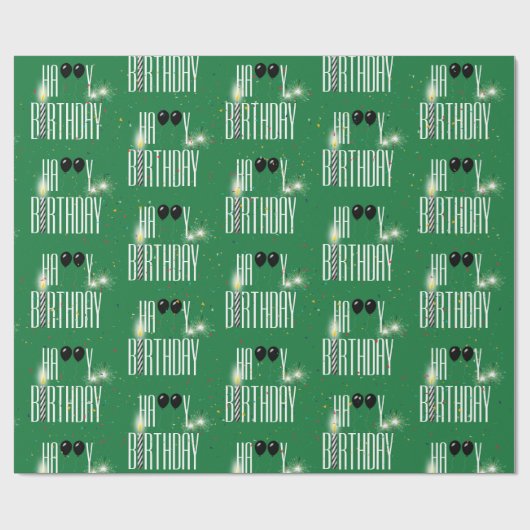 Papier Cadeau Joyeux Ballons d'anniversaire et Confetti (Plat)