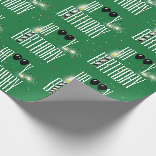 Papier Cadeau Joyeux Ballons d'anniversaire et Confetti (Coin)