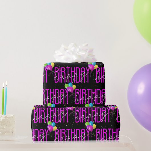 Papier Cadeau Joyeux Ballons d'anniversaire et Confetti (Cadeaux de fête)