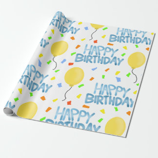Papier Cadeau Joyeux Ballons d'anniversaire et Confetti