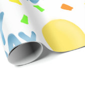 Papier Cadeau Joyeux Ballons d'anniversaire et Confetti (Coin rond)