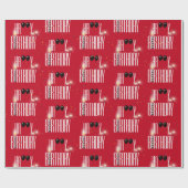 Papier Cadeau Joyeux Ballons d'anniversaire et Confetti en rouge (Plat)