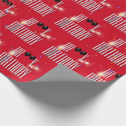 Papier Cadeau Joyeux Ballons noirs et Sparklers d'anniversaire (Coin)