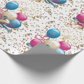 Papier Cadeau Joyeux Ballons papier d'enveloppement d'anniversai (Coin)