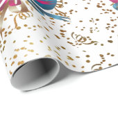 Papier Cadeau Joyeux Ballons papier d'enveloppement d'anniversai (Coin rond)