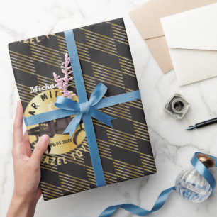 Papier Cadeau Joyeux Bar Mitzvah 20XX Mazel Tov! Or moderne