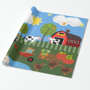 Papier Cadeau Joyeux Barnyard Animals (Med. & Lg. Images)