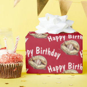 Papier Cadeau Joyeux baseball d'anniversaire en gant
