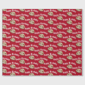 Papier Cadeau Joyeux baseball d'anniversaire en gant (Plat)