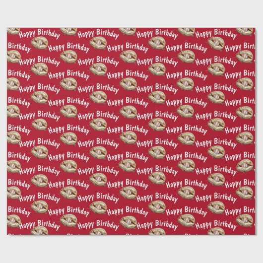 Papier Cadeau Joyeux baseball d'anniversaire en gant (Plat)