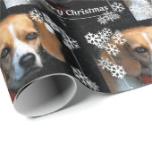 Papier Cadeau Joyeux Beagle de Noël (Coin rond)