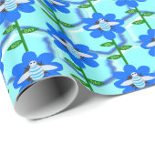 Papier Cadeau Joyeux Bee Day Boy Blue Birthday Bumblebee (Coin rond)