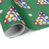 Papier Cadeau Joyeux Billard d'anniversaire sur Green (Coin rond)