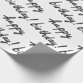 Papier Cadeau JOYEUX BIRTHDAY Handlettering Motif noir blanc (Coin)